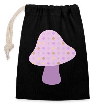 Pilz Herbst Dots Punkte Herbst Wald Kinderzimmer - Verschließbarer Geschenkbeutel aus Baumwolle (14x20cm) - Schwarz - Vorne