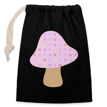 Pilz braun Punkte Dots pastell Wald Kinderzimmer - Verschließbarer Geschenkbeutel aus Baumwolle (14x20cm) - Schwarz - Vorne