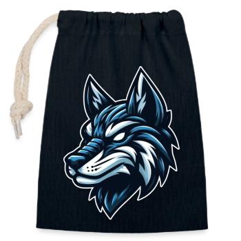 Slick Wolf - Closable cotton gift bag (14x20cm) - navy - Front