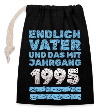 Father 1995 - Closable cotton gift bag (14x20cm) - black - Front