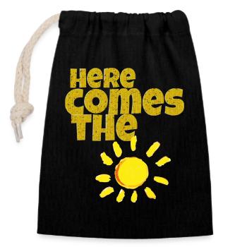 Voici le soleil - Sac cadeau en coton avec cordon (14 x 20 cm) - noir - Devant