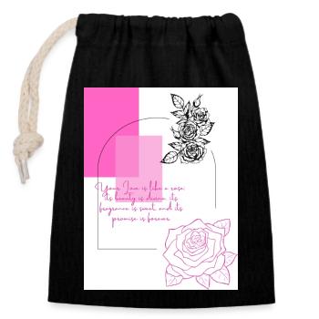 Geometrische Rosen - Rosa - Verschließbarer Geschenkbeutel aus Baumwolle (14x20cm) - Schwarz - Vorne