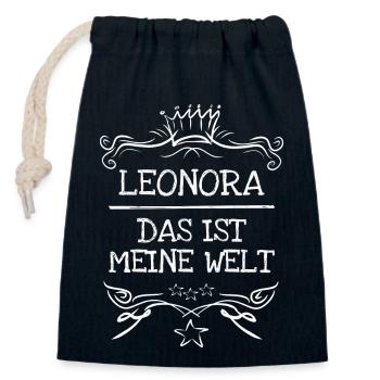 Nom de jeune fille Leonora - Sac cadeau en coton avec cordon (14 x 20 cm) - bleu marine - Devant