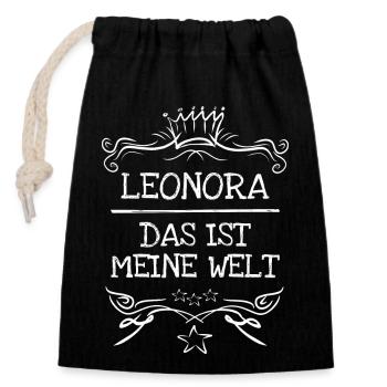 Nom de jeune fille Leonora - Sac cadeau en coton avec cordon (14 x 20 cm) - noir - Devant