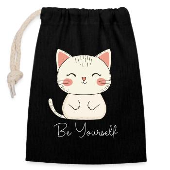 Chat Être Soi-même Amour Motivation - Sac cadeau en coton avec cordon (14 x 20 cm) - noir - Devant