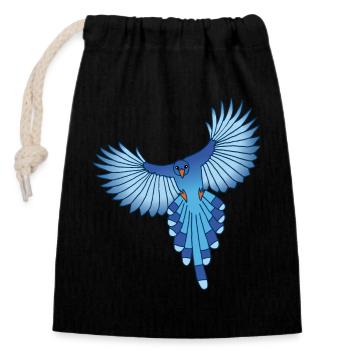 l'envol de l'oiseau bleu - Sac cadeau en coton avec cordon (14 x 20 cm) - noir - Devant