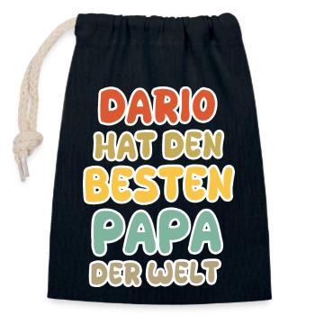 Bébé Dario - Sac cadeau en coton avec cordon (14 x 20 cm) - bleu marine - Devant