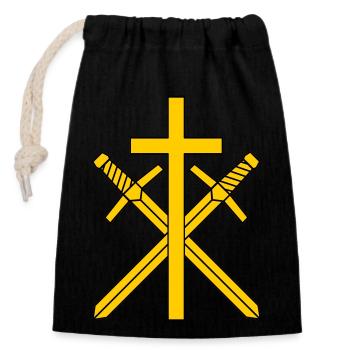 Croix et épées - Sac cadeau en coton avec cordon (14 x 20 cm) - noir - Devant