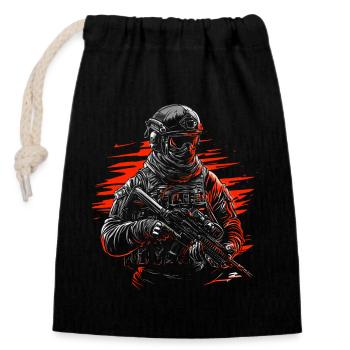 Special Forces - Closable cotton gift bag (14x20cm) - black - Front