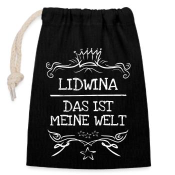 Nom de jeune fille Lidwina - Sac cadeau en coton avec cordon (14 x 20 cm) - noir - Devant