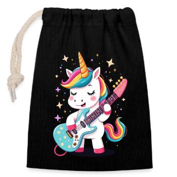 Unicorn Rock - Unicorn Plays Electric Guitar - Closable cotton gift bag (14x20cm) - black - Front