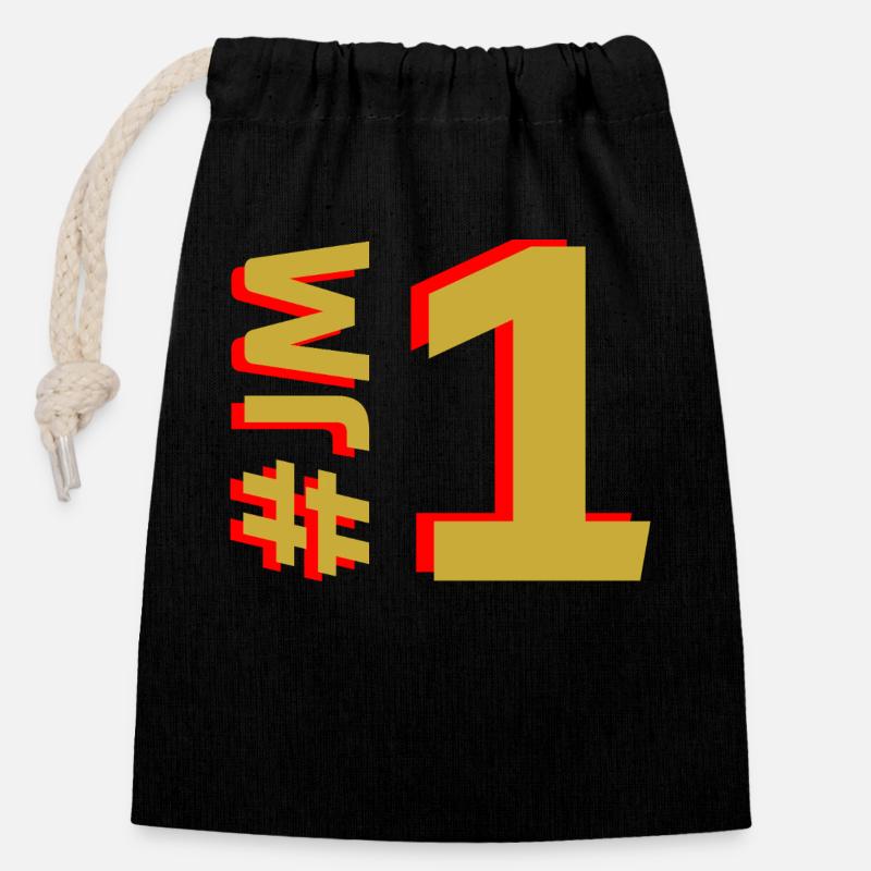 JM1 - Sac cadeau en coton avec cordon (14 x 20 cm) - noir