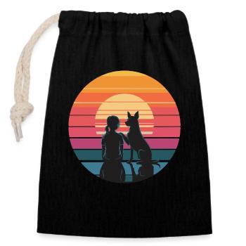 Beste Freunde – Sonnenuntergang & treue Begleitung - Verschließbarer Geschenkbeutel aus Baumwolle (14x20cm) - Schwarz - Vorne