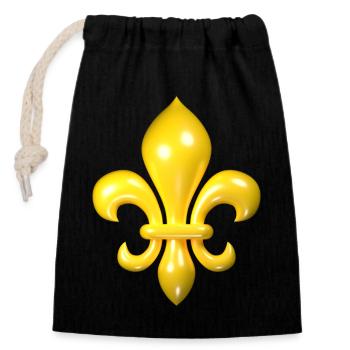 Gelbe Fleur de Lys - Verschließbarer Geschenkbeutel aus Baumwolle (14x20cm) - Schwarz - Vorne