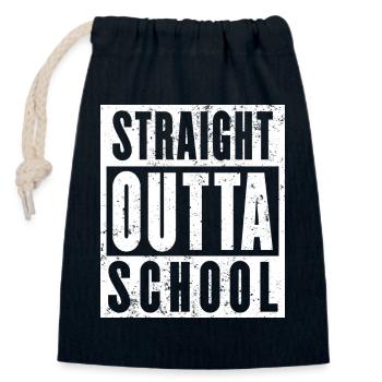 Straight Outta School Shirt, Abschlussklasse - Verschließbarer Geschenkbeutel aus Baumwolle (14x20cm) - Navy - Vorne