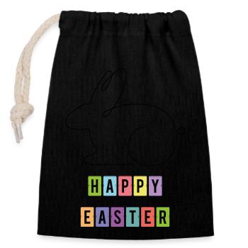 Happy Easter 2 - Verschließbarer Geschenkbeutel aus Baumwolle (14x20cm) - Schwarz - Vorne