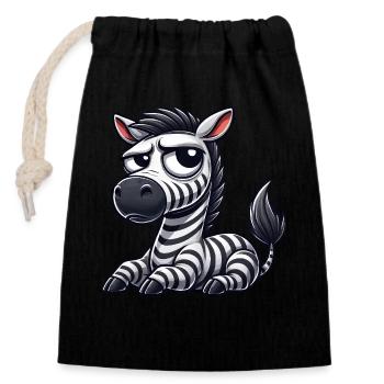 Zebra Cartoon Funny Bull Comic - Closable cotton gift bag (14x20cm) - black - Front