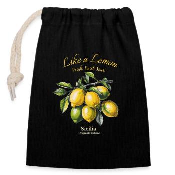 Fresh Sweet Sour - Sicilia Lemon - Verschließbarer Geschenkbeutel aus Baumwolle (14x20cm) - Schwarz - Vorne