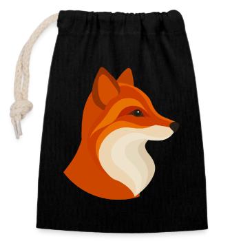 Renard moderne – géométrique et élégant - Sac cadeau en coton avec cordon (14 x 20 cm) - noir - Devant