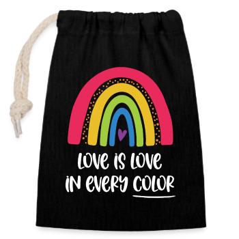 Mois de la fierté LGBTQ - L’amour, c’est l’amour dans toutes les couleurs - Sac cadeau en coton avec cordon (14 x 20 cm) - noir - Devant