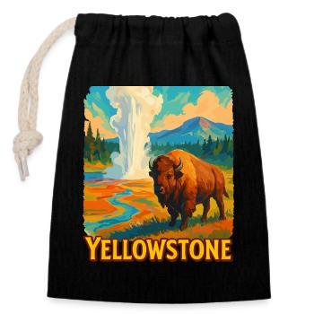 Yellowstone Bison Geyser - Closable cotton gift bag (14x20cm) - black - Front