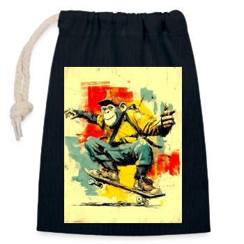 Cooler Affe auf Skateboard- modern, stylisch - Verschließbarer Geschenkbeutel aus Baumwolle (14x20cm) - Navy - Vorne