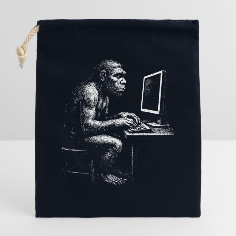 Digital Coder Homo Erectus Geschenk Verschließbarer Geschenkbeutel aus Baumwolle (14x20cm)
