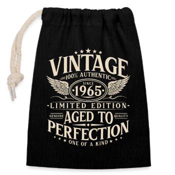 Vintage 1965 Jahrgang geboren Retro Geburtstag  - Verschließbarer Geschenkbeutel aus Baumwolle (14x20cm) - Schwarz - Vorne