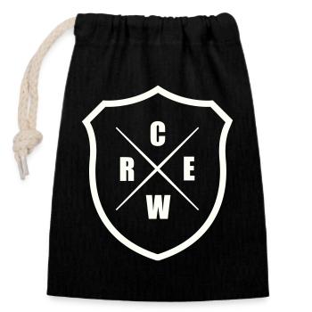 crew_wappen- - Closable cotton gift bag (14x20cm) - black - Front