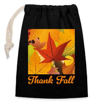 Merci Automne - Sac cadeau en coton avec cordon (14 x 20 cm) - noir - Devant