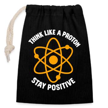 Proton Positive Thinking Atom Graphic - Closable cotton gift bag (14x20cm) - black - Front