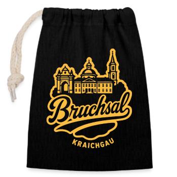 Bruchsal Kraichgau Illustration Design - Verschließbarer Geschenkbeutel aus Baumwolle (14x20cm) - Schwarz - Vorne