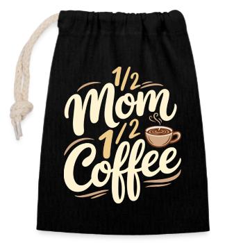 Mutter Koffein Halb Mama Halb Kaffee - Verschließbarer Geschenkbeutel aus Baumwolle (14x20cm) - Schwarz - Vorne