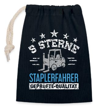 5 Sterne Staplerfahrer geprüfte Qualität / Stapler - Verschließbarer Geschenkbeutel aus Baumwolle (14x20cm) - Navy - Vorne