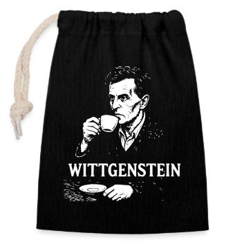 Wittgenstein Philosopher Coffee Portrait - Closable cotton gift bag (14x20cm) - black - Front