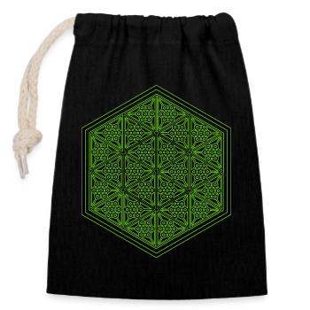 Geometric Hexagon Pattern Yoga Goa Psytrance - Closable cotton gift bag (14x20cm) - black - Front