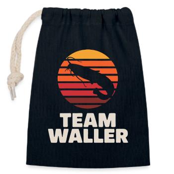 Team Waller Wels angeln Sportfischer  - Verschließbarer Geschenkbeutel aus Baumwolle (14x20cm) - Navy - Vorne