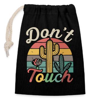 Fass Retro Cactus nicht an - Verschließbarer Geschenkbeutel aus Baumwolle (14x20cm) - Schwarz - Vorne