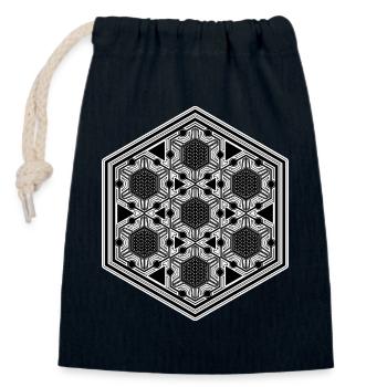 Rave Festival Psytrance Mandala Geometry Pattern - Closable cotton gift bag (14x20cm) - navy - Front