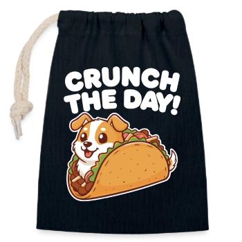 Crunch Den Tag: Taco-Hund-Design - Verschließbarer Geschenkbeutel aus Baumwolle (14x20cm) - Navy - Vorne