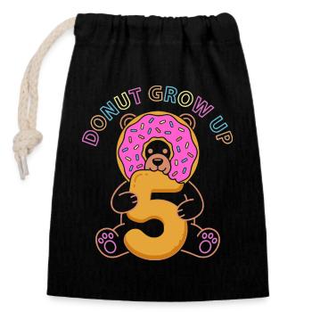 Donut Grow Up 5th Birthday Bear - Closable cotton gift bag (14x20cm) - black - Front