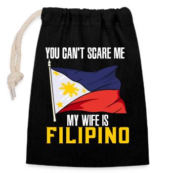 Filipino Pride Philippines National Flag Art - Closable cotton gift bag (14x20cm) - black - Front