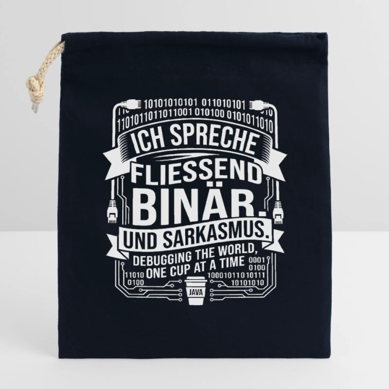 Coding Binärer Kaffee Sarkasmus Verschließbarer Geschenkbeutel aus Baumwolle (14x20cm)