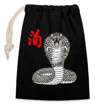 Cobra Asian - Closable cotton gift bag (14x20cm) - black - Front