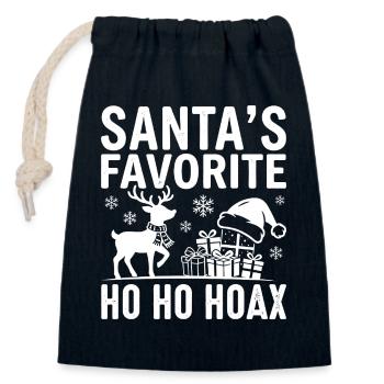 Santa's Favorite Ho Ho Ho Hoax - Closable cotton gift bag (14x20cm) - navy - Front