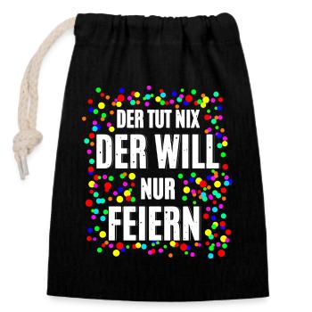 He wants to celebrate - Closable cotton gift bag (14x20cm) - black - Front
