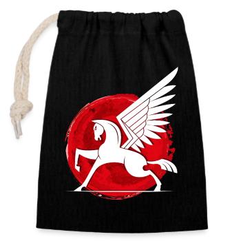 Pegasus in the Red Circle Horse Riding Legend - Closable cotton gift bag (14x20cm) - black - Front