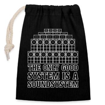 Soundsystem Jungle Reggae Bass - Verschließbarer Geschenkbeutel aus Baumwolle (14x20cm) - Schwarz - Vorne
