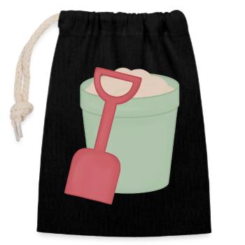 Sandpit Shovel Motif - Closable cotton gift bag (14x20cm) - black - Front