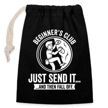 Anfängerclub Just Send It - Verschließbarer Geschenkbeutel aus Baumwolle (14x20cm) - Schwarz - Vorne